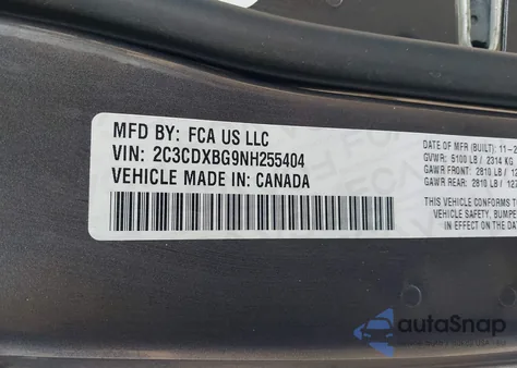 2022 Dodge Charger Sxt Rwd из США, поврежденный, VIN 2C3CDXBG9NH255404